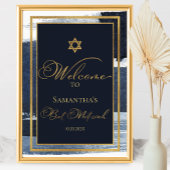 Bat Mitzvah Begrüßungszeichen | Wasserfarbe Abstra Poster