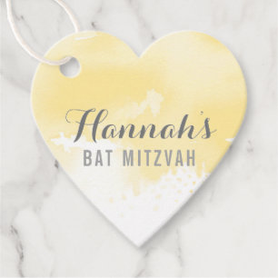 BAT MITZVAh bevorzugen Tag mit moderner gelber Was Geschenkanhänger