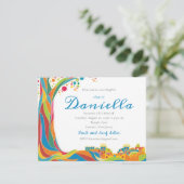 Bat Mitzvah bitten farbenfrohen Jerusalem Baum des Einladung (Stehend Vorderseite)