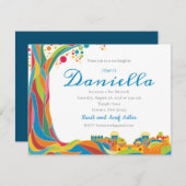 Bat Mitzvah bitten farbenfrohen Jerusalem Baum des Einladung (Vorne/Hinten)