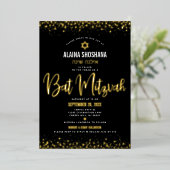 Bat Mitzvah Black Elegante Modernes Skript Real Go Folieneinladung (Stehend vorne)