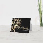 Bat Mitzvah Black Gold Foil Tree of Life Script Dankeskarte (Vorderseite)
