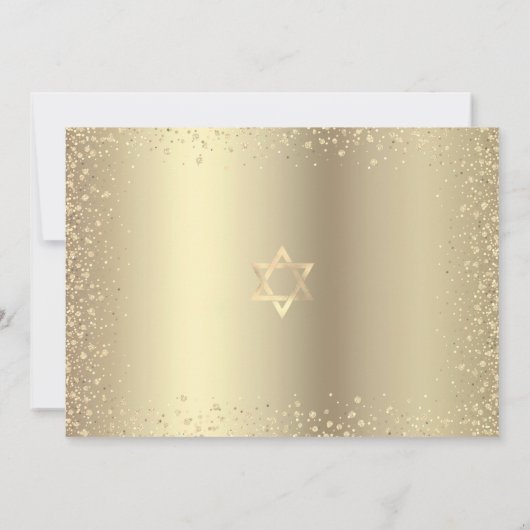 Bat Mitzvah Black Gold Foil Tree of Life Script Einladung (Rückseite)