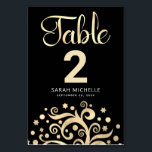 Bat Mitzvah Black Gold Foil Tree of Life Script Tischnummer<br><div class="desc">Kein Bat Mitzvah Party ist komplett ohne personalisierte Tischnummer Karten. Lass deinem Lieblings-Bat Mitzvah Stolz, Freude und feiere ihren Meilenstein in ihrem perfekt koordinierten Party. Diese raffinierte, schicke, atemberaubende, abstrakte Grafik-Imitate Goldfolienbaum mit funkelnd Stern von David und Dot "Blätter", zusammen mit der Goldfolie-Kalligraphie-Schrift, überlagert einen reichen, schwarzen Hintergrund. Personalisieren Sie...</div>