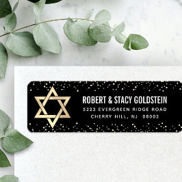 Bat Mitzvah Black Gold Glitzer Kühne Rücksendeadre