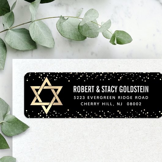 Bat Mitzvah Black Gold Glitzer Kühne Rücksendeadre