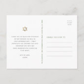 Bat Mitzvah Black Gold Script Watercolor Floral Postkarte (Rückseite)
