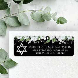 Bat Mitzvah Black Silver Floral Rücksendeadresse