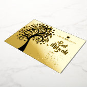 Bat Mitzvah Black Tree of Life Script Real Gold Folieneinladung (Gedreht)