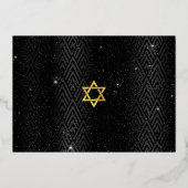 Bat Mitzvah Black Tree of Life Script Real Gold Folieneinladung (Rückseite)