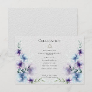 BAT MITZVAH Blaues und violettes Wasserfarben-Bl Einladung