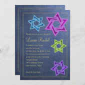 Bat Mitzvah Blue Denim Look Einladung (Vorne/Hinten)