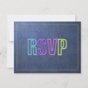 Bat Mitzvah Blue Denim Look RSVP Karte