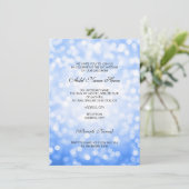 Bat Mitzvah Blue Glitzer Lights Einladung (Stehend Vorderseite)