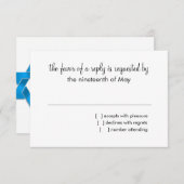 Bat Mitzvah Blue Green Yellow Stars auf jeder Farb RSVP Karte (Vorne/Hinten)