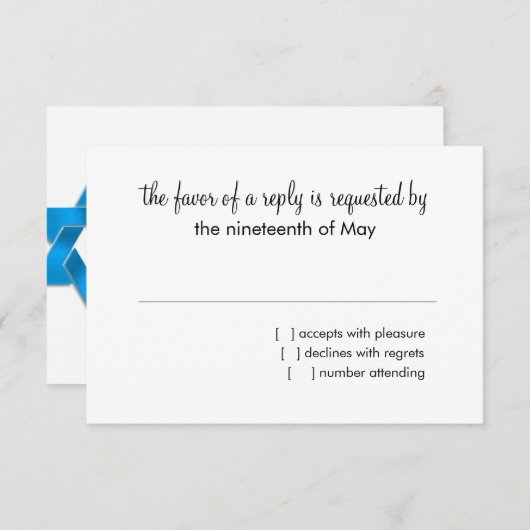 Bat Mitzvah Blue Green Yellow Stars auf jeder Farb RSVP Karte (Vorne/Hinten)