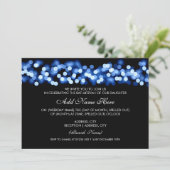 Bat Mitzvah Blue Hollywood Glam Einladung (Stehend Vorderseite)