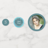 Bat Mitzvah Blue Opal Imitats Wasserfarben Foto Konfetti (Vorderseiten)