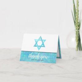 Bat Mitzvah Blue Opal Magen David Foto Chic Dankeskarte