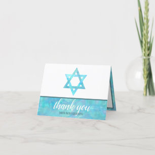 Bat Mitzvah Blue Opal Magen David Foto Chic Dankeskarte