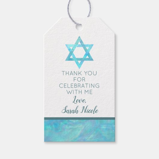 Bat Mitzvah Blue Opal Magen David Vielen Dank Geschenkanhänger (Vorderseite)