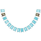 Bat Mitzvah Blue Opal Mazel Tov Optionales Foto Wimpelkette (Alle)