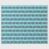 Bat Mitzvah Blue Opal Stilvolles Streifenmuster Geschenkpapier (Flach)