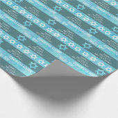 Bat Mitzvah Blue Opal Stilvolles Streifenmuster Geschenkpapier (Ecke)