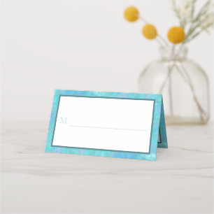 Bat Mitzvah Blue Opal Watercolor Party Escort Platzkarte