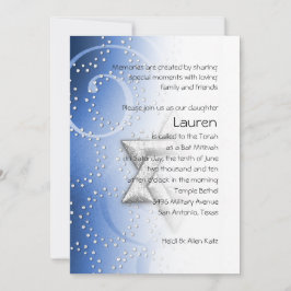 Bat Mitzvah Blue Shimmer Star von David Einladung
