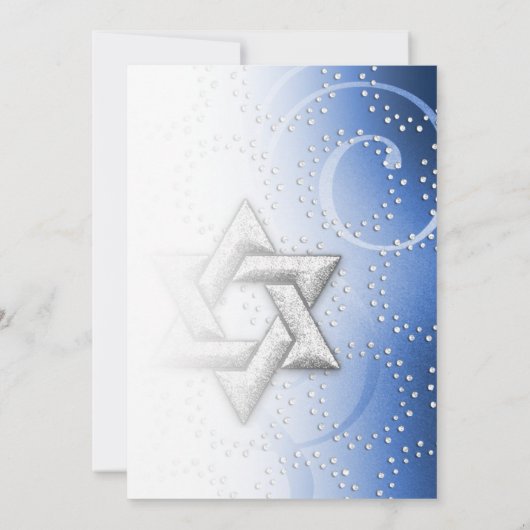 Bat Mitzvah Blue Shimmer Star von David Einladung (Rückseite)