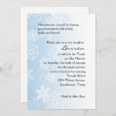 Bat Mitzvah Blue Snowflakes Einladung (Vorne/Hinten)