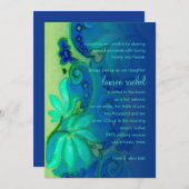 Bat Mitzvah Blue und Aqua Floral Einladung (Vorne/Hinten)