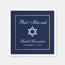 Bat Mitzvah Blue und Gold Serviette