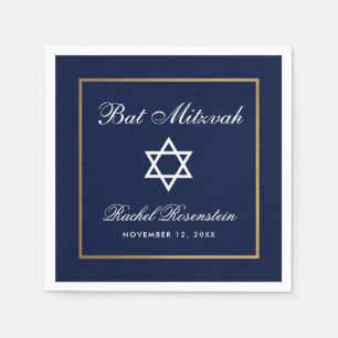 Bat Mitzvah Blue und Gold Serviette