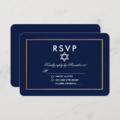 Bat Mitzvah Blue und Gold UAWG RSVP Karte (Vorne/Hinten)