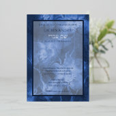 Bat Mitzvah Blue Watercolor Blume Einladung (Stehend vorne)