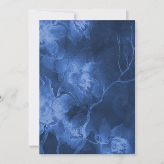 Bat Mitzvah Blue Watercolor Blume Einladung (Rückseite)