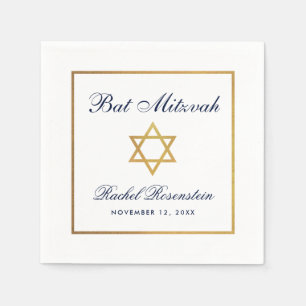 Bat Mitzvah Blue White Gold Serviette