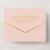 Bat Mitzvah Blush Pink Imitate Gold Elegantes Scri All In One Einladung (Rückseite)