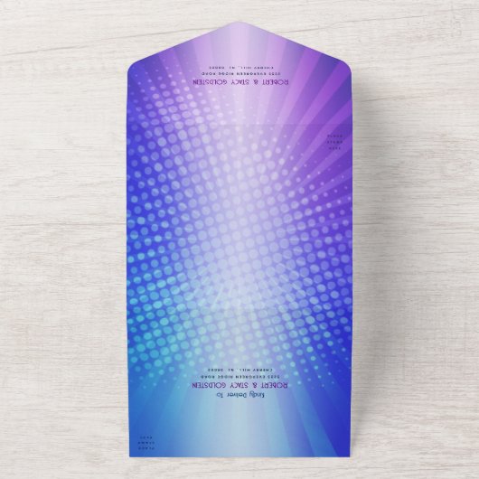 Bat Mitzvah Boho Retro Blue Lila Gradient Bold All In One Einladung (Außenbereich)