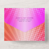 Bat Mitzvah Boho Retro Pink Orange Gradient Bold All In One Einladung (Rückseite)