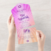 Bat Mitzvah Boho Retro Rosa Orange Farbverlauf Bol