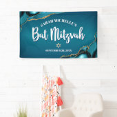 Bat Mitzvah Bold Agate Gold Türkise Ombre Skript Banner (Insitu)