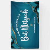 Bat Mitzvah Bold Agate Gold Türkise Ombre Skript Banner (Vertikal)