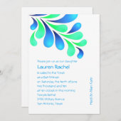 Bat Mitzvah Bold Blue Green auf jeder Farbe Einladung (Vorne/Hinten)