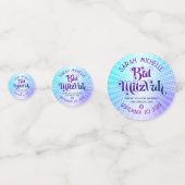 Bat Mitzvah Bold Boho Retro Blue Lila Gradient Konfetti (Rückseiten)