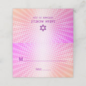 Bat Mitzvah Bold Boho Retro Pink Orange Gradient Platzkarte (Außenseite Aufgefaltet)