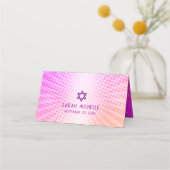 Bat Mitzvah Bold Boho Retro Pink Orange Gradient Platzkarte (Rückseite)
