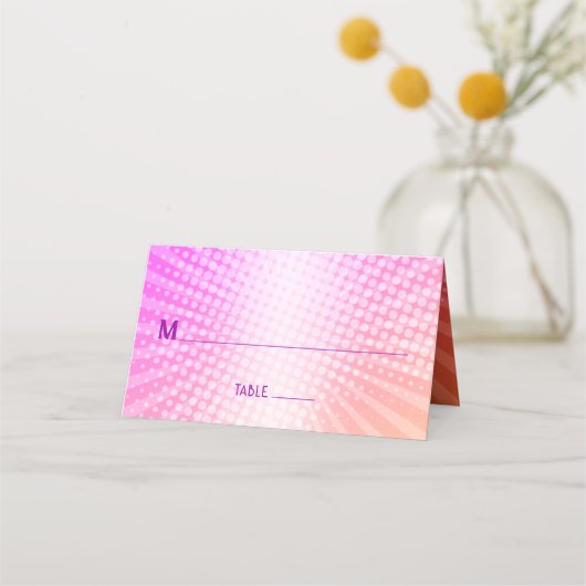 Bat Mitzvah Bold Boho Retro Pink Orange Gradient Platzkarte (Vorderseite)